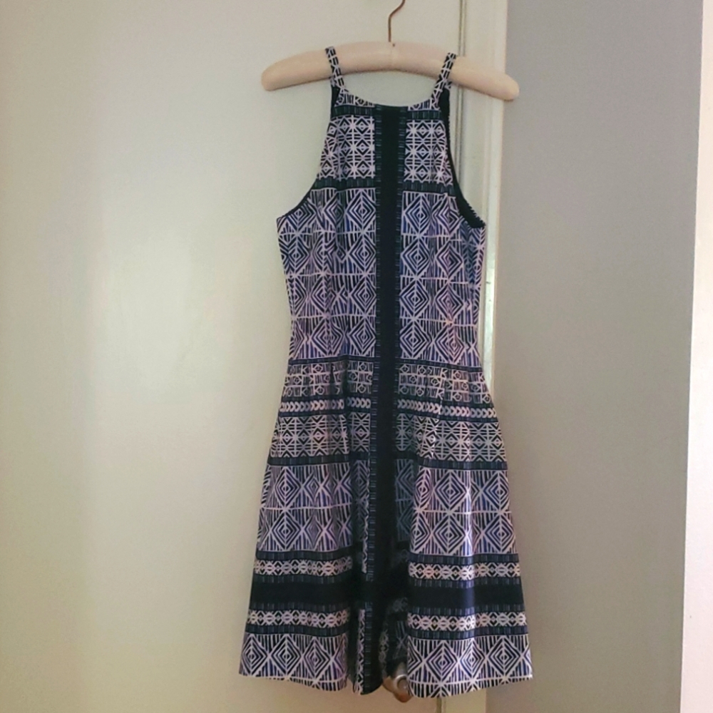 Vince Camuto Blue & White Halter Fit & Flare Dress Size 6